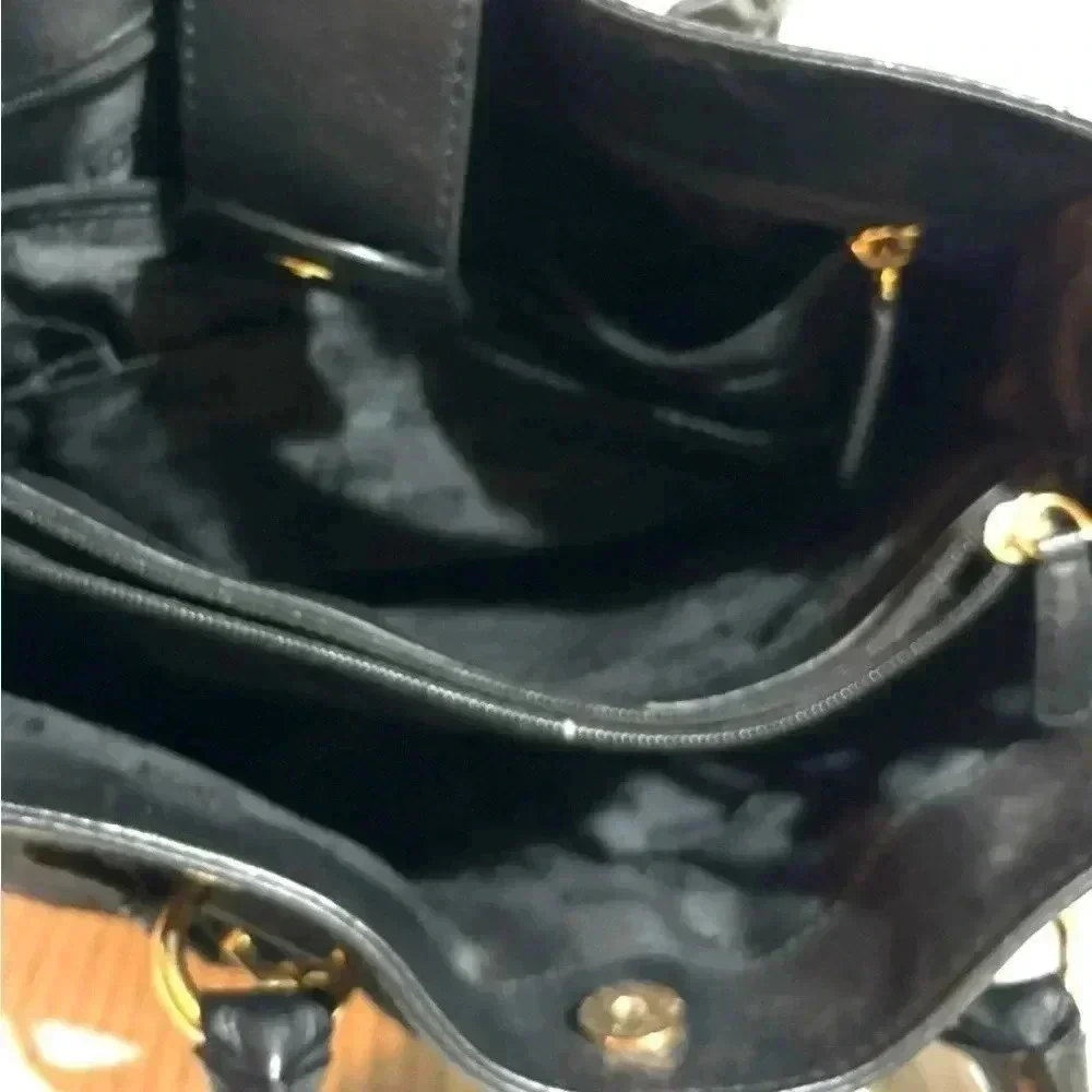 Michael Kors black leather satchel handbag